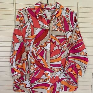 SALE Chicos Career Geometric Print Top, Size 2